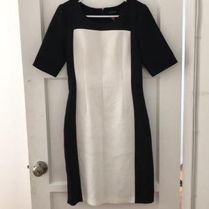Black and white color block club Monaco dress